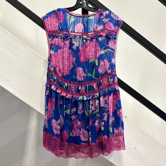 Free People Spring Fling Mini violet dress blue pink purple lace button down - Picture 6 of 6